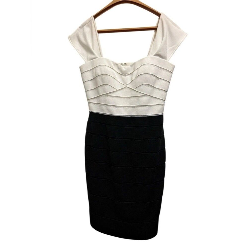 Chetta B Black White Bodycon Bandage Dress Sweatheart Neckline Cocktails Formal